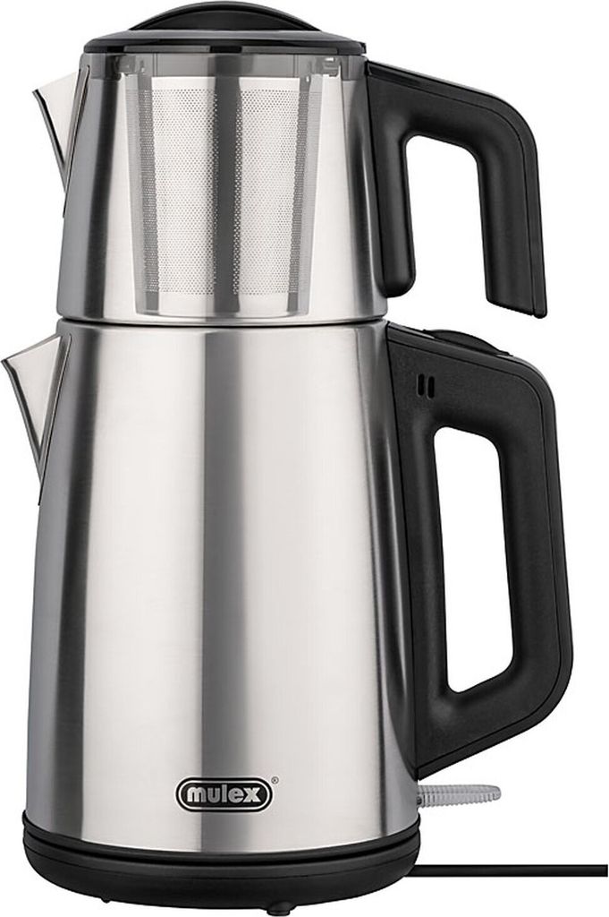 Mulex Samowar Tee-Express Teemaschine, Silber Matt mit Glaskanne
