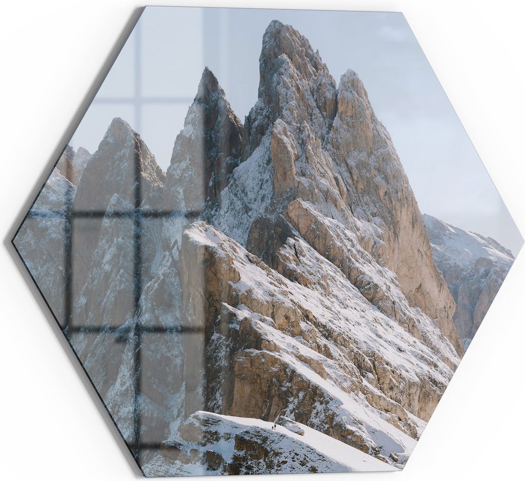 DEQOART Magnettafel Glas 40x35 cm 6-eckig 'Erhabene Bergwelten' beschreibbar Whiteboard Küche