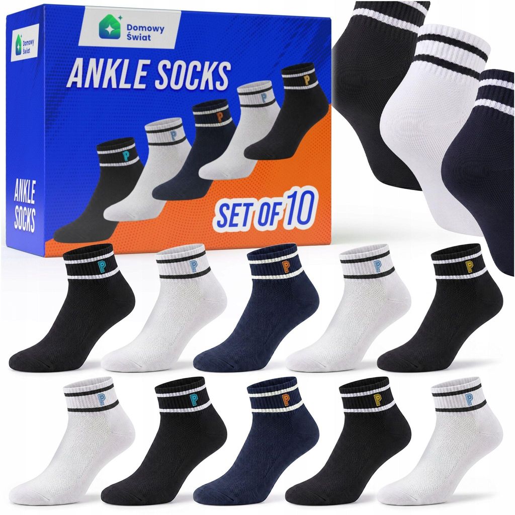 Pánské Sportovní Bavlněné Párky, 10 Párů, Krátké, Prodyšné, Obrázek produktu 