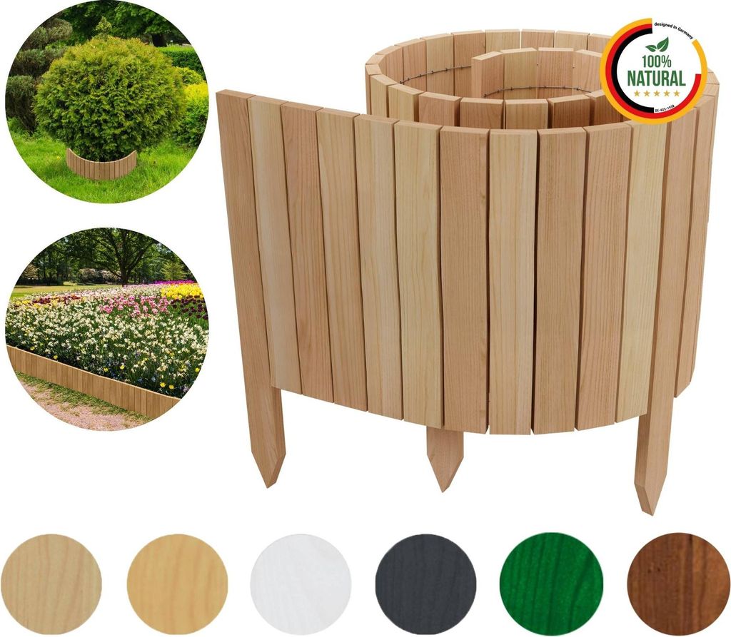 Floranica Rollborder II Flexibler Holzzaun 200 x 40 cm Natur Kiefernholz Beetumrandung imprägniert Gartenzaun Beeteinfassung Rollboarder