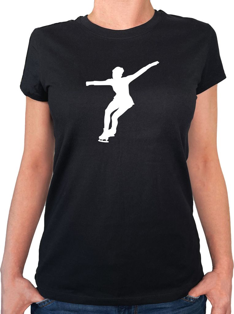 Huuraa Damen T-Shirt Eiskunstlauf Silhouette M Black Bio Baumwolle Fairtrade Damenshirt Geschenkidee
