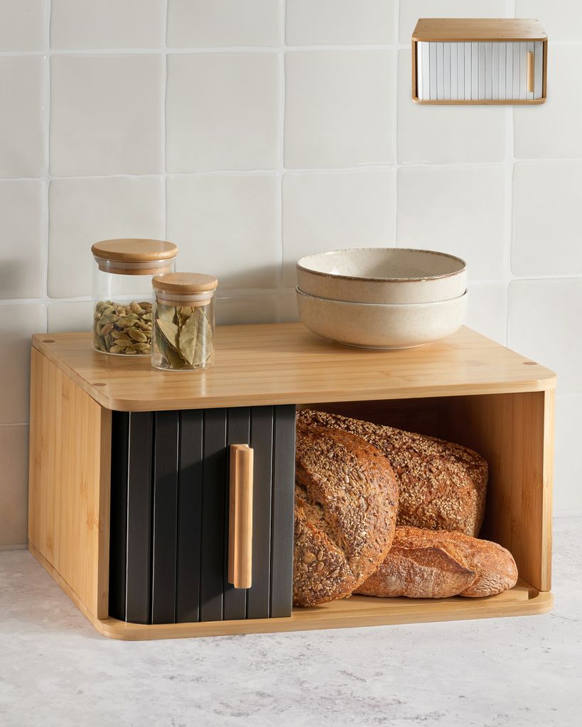 Praknu Brotkasten Groß aus  Holz mit Schiebetür - Produktbild 