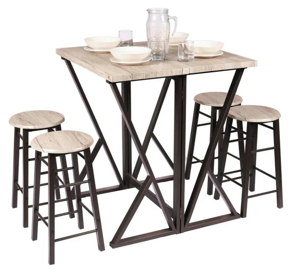 Solution Gain de Place : Table Haute Pliable DOCK et 4 Tabourets - 3
