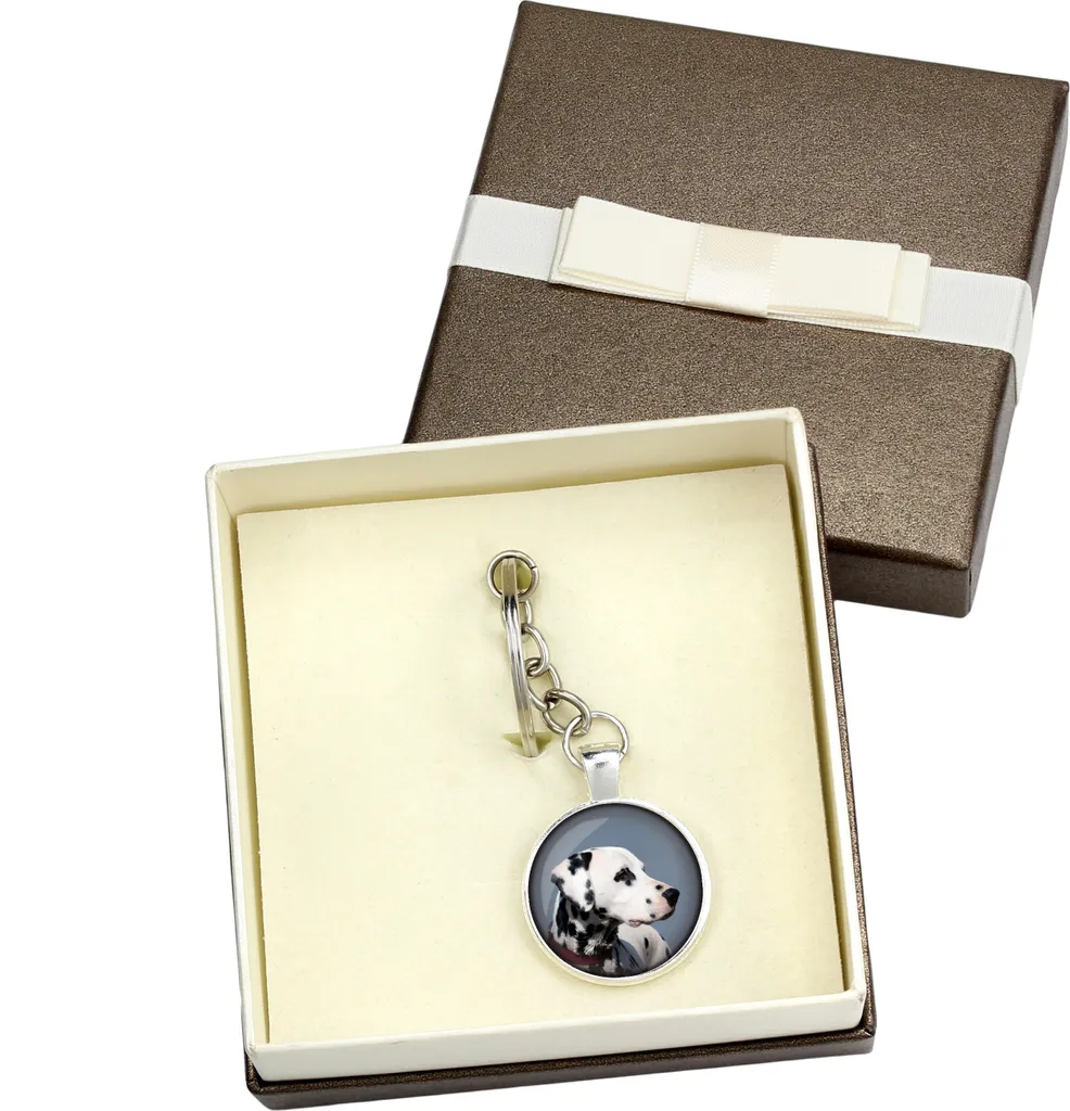 Art-Dog Portachiavi Dalmata in Scatola | Foto HD e Catena Robusta