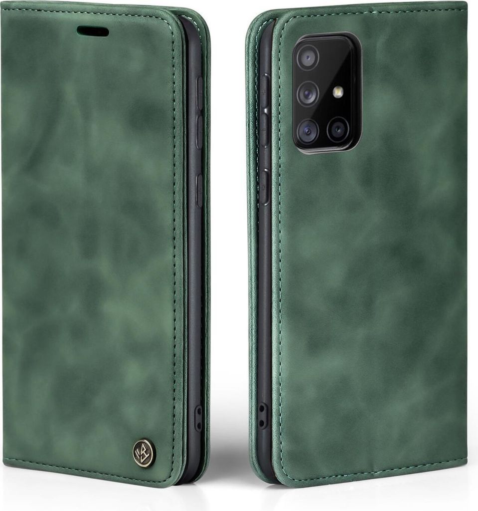Handy Hülle für Samsung Galaxy A51 Klapphülle Bookcase Flip Cover Handy Tasche Etui Farbe: Grün