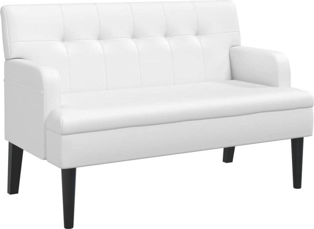 vidaXL Panca con schienale bianco 112x65,5x75 cm in Pelle Immagine del prodotto 