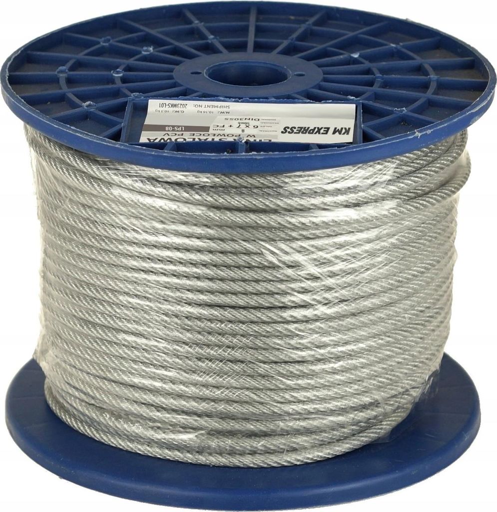 Stahlseil FEINZ 8 mm - PVC-Ummantelung - 50 m Rolle - hohe Belastbarkeit bis 2100 kg - vielseitig einsetzbar