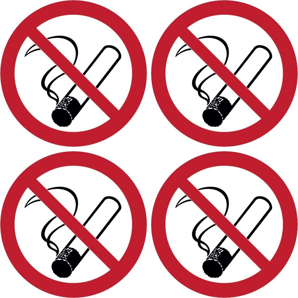 notlok Safety Work - 4x - Verbotsschild - Rauchen Verboten - Ø 20cm | Aufkleber | Rauchverbot Schild, Nichtraucher Schild