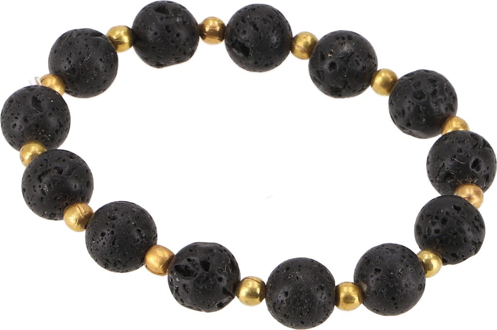 Mala Armband, Handmala, Buddhistischer Schmuck, Perlenarmband 10 mm - Lava, Schwarz, Halbedelstein, Armreifen & Armbänder Modeschmuck