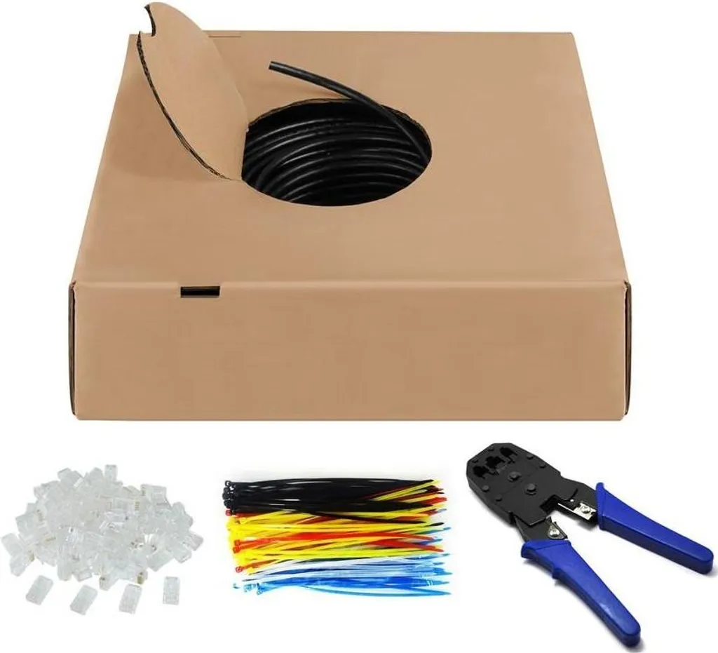 Câble Ethernet Cat6 UTP 100m Noir Allteq pour Installation Réseau RJ45