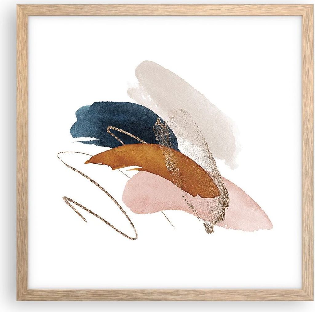 Gerahmtes Poster - Rahmen in heller Eiche - Die Farben Abstraktion Stück - 40x40 cm - Wand Bild - Wanddeko - Wandbilder - Kunstposter - Wandposter...