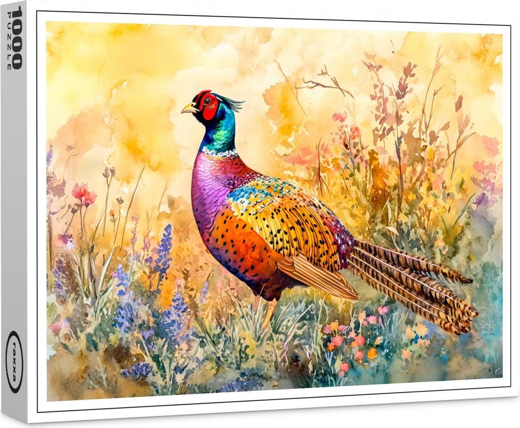 raxxa Premium-Puzzle "Pheasant on a meadow watercolor painting", 1000 Teile