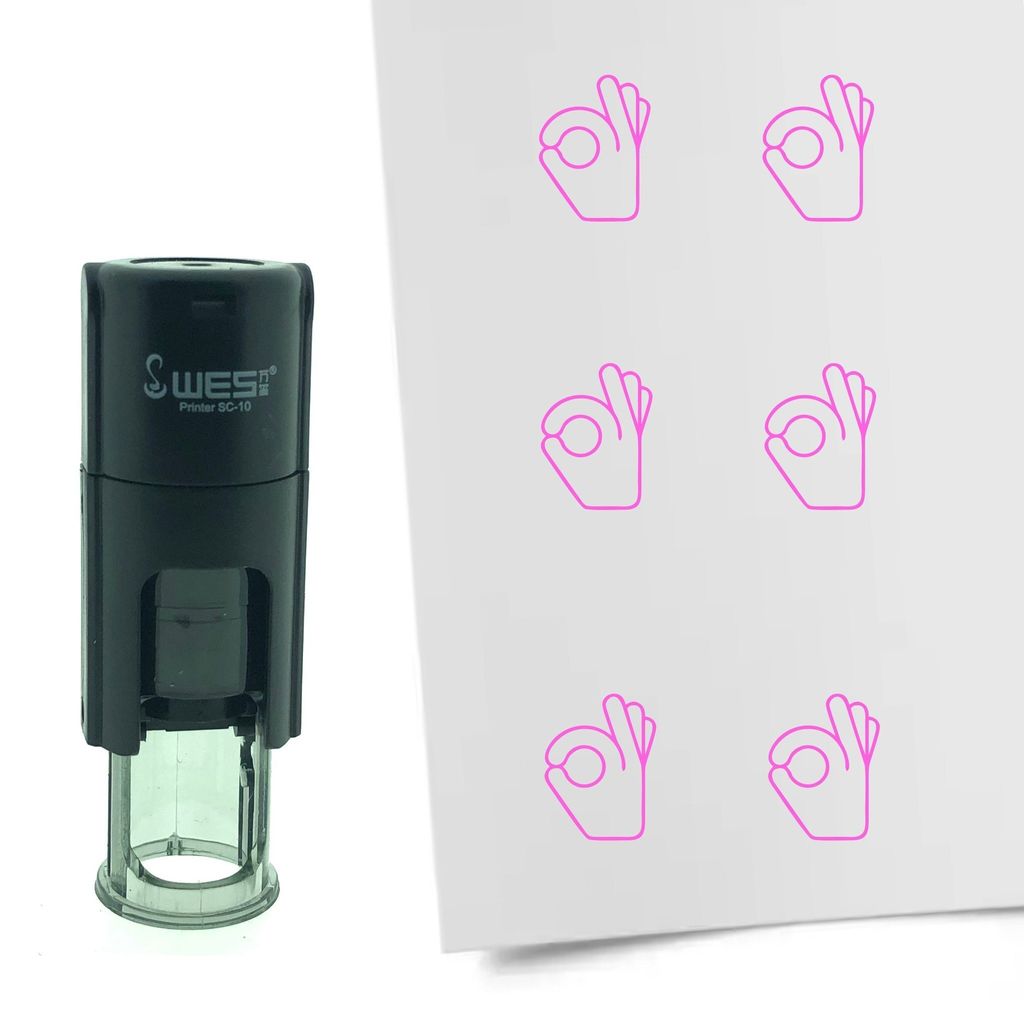 CombiCraft Selbstfärbender Stempel 'Handgebar OK' in der Farbe Pink, Ø10mm