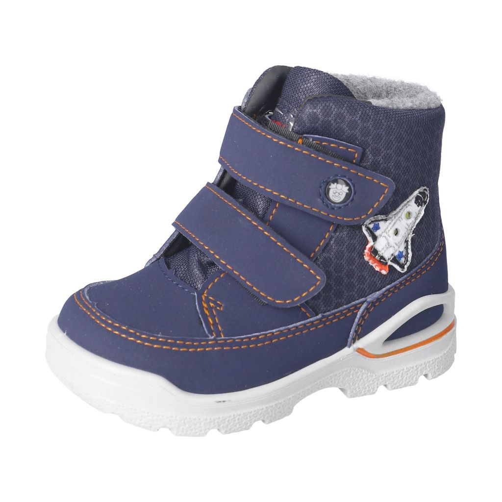 RICOSTA Boots KALLE von PEPINO Lauflernschuhe HighTech/Textil Klettverschluss Lammwollfutter Rakete Jungen nautic/ozean Marine/Blau Größe 23