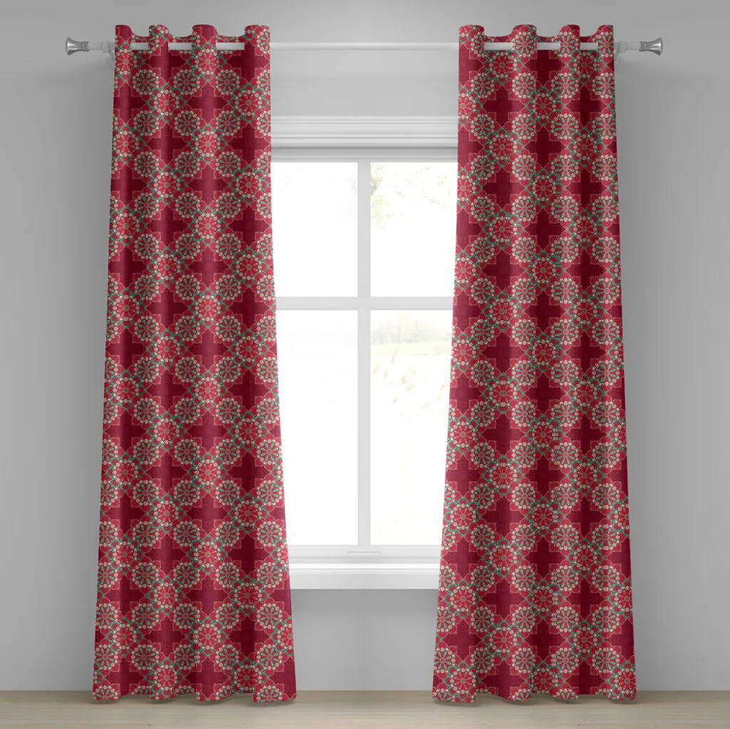 Paire de rideaux Mandala aux couleurs vives et motifs floraux ronds