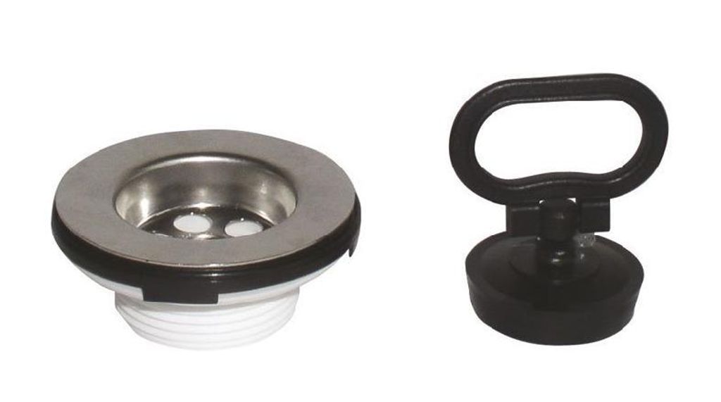 Bruckner Waschbecken-Ablaufgarnitur 5/4", Stopfen mit Griff, Edelstahl