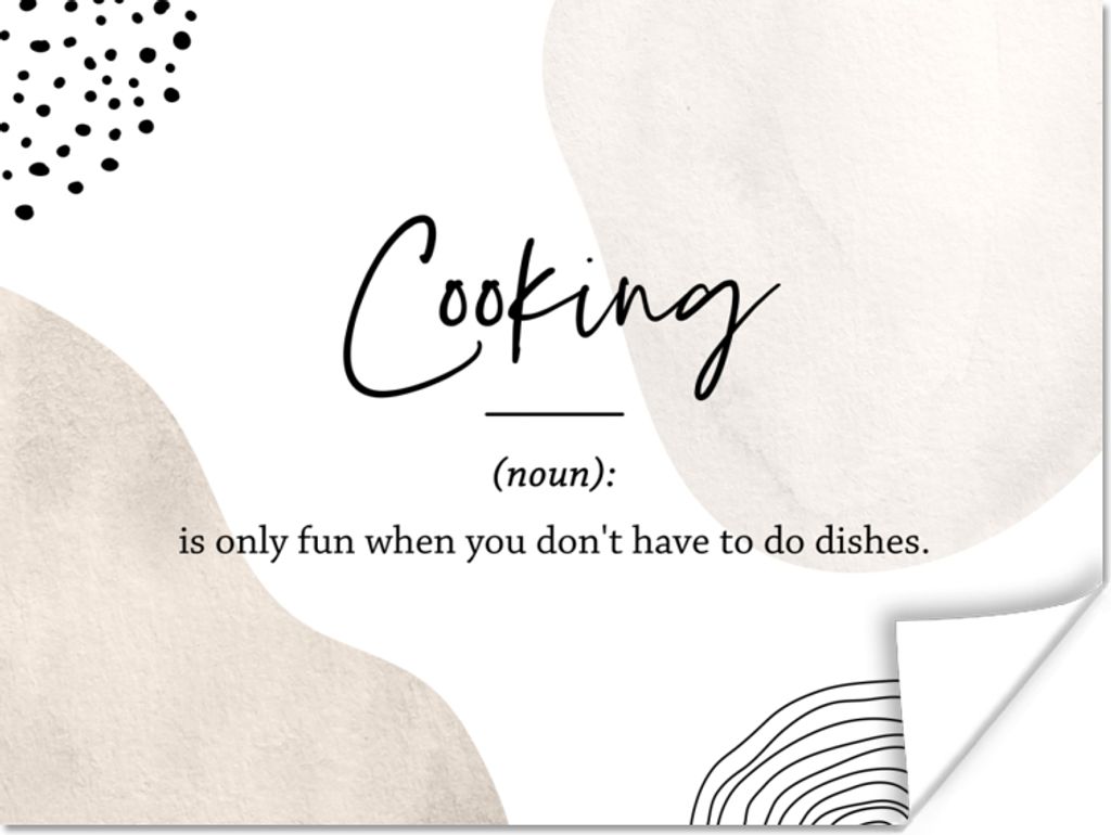 MuchoWow Poster Sprichwörter - Definition des Kochens - Wörterbuch - Zitate 120x90 cm - Wandbild