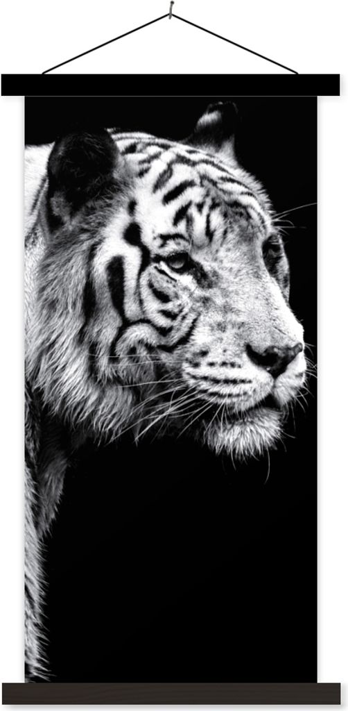 MuchoWow Textilposter Tiger - Wilde Tiere - Licht 40x80 cm mit schwarzem Rahmen - Wandemalerei