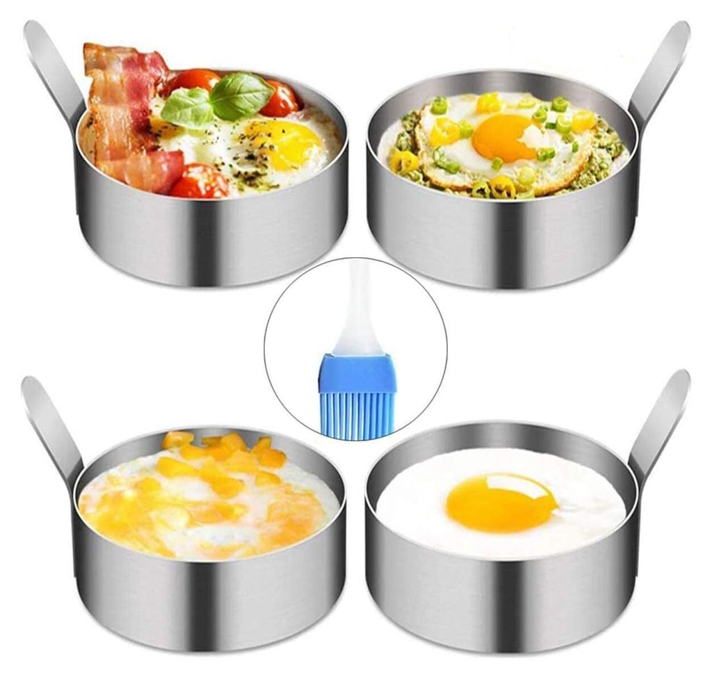 Pancake Form Egg Ring, 4 Pack 9cm Spiegeleiform Ei Ring zum Kochen von Spiegelei/Pfannkuchen/Omeletts und mehr, Antihaftbeschichtung, Lebensmittelq...
