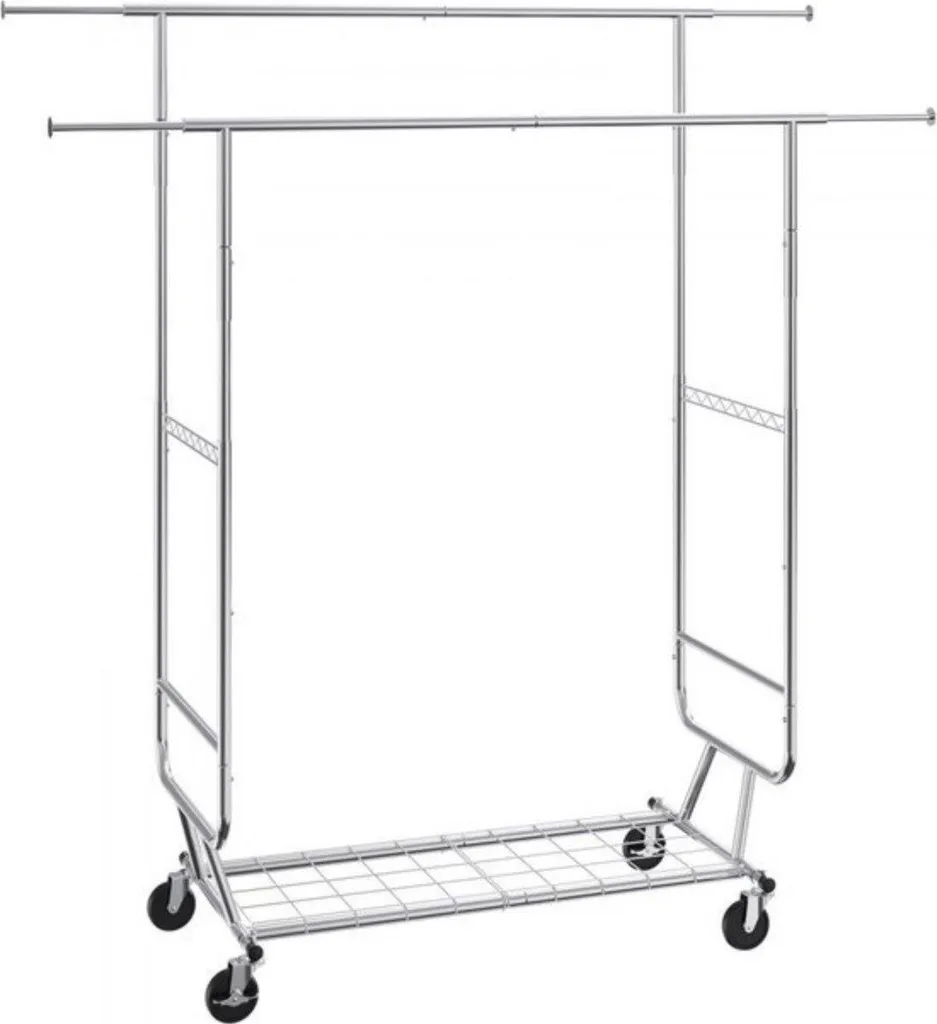 Offerta Stand Appendiabiti Argento 136kg - 2 Aste su Ruote