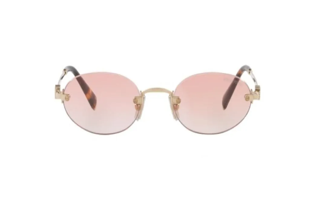 Lunettes de soleil de luxe Miu Miu monture métal dorée et verres roses