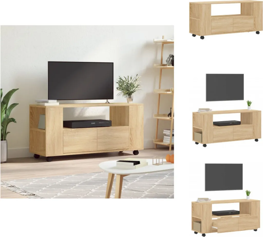 vidaXL Meuble TV Chêne Sonoma 102x34,5x43 cm en Bois d'Ingénierie Robuste