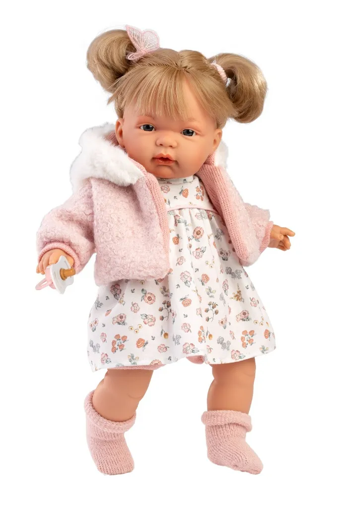 Poupée pleureuse Llorens Joelle 38 cm avec sa veste rose et sons réels