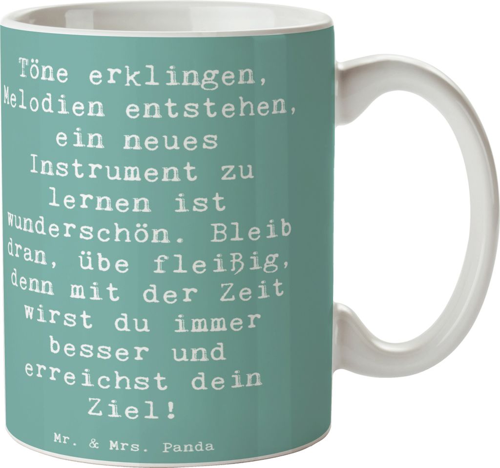 Mr. & Mrs. Panda Kaffeetasse Spruch Ein neues Musikinstrument lernen - Meeresbrise - Geschenk, Melodien, Hoffnung, Teetasse, Musikziel erreichen, T...