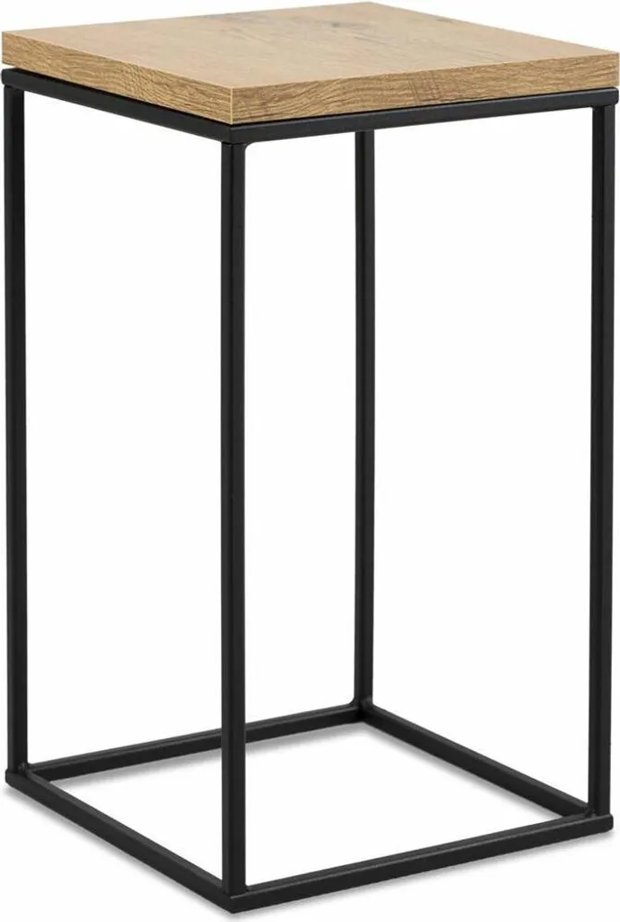 Porte-plante en métal noir et bois de chêne 40 cm - Sellette design