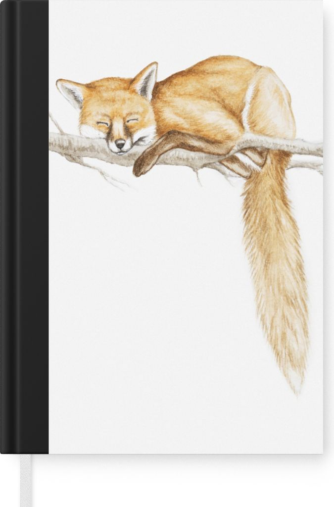 MuchoWow Notizbuch Tagebuch Haushaltsbuch Notebook A5 Fuchs - Zweig - Aquarell - Notizblock - Notizheft - Notebook - Schreibblock - Papier