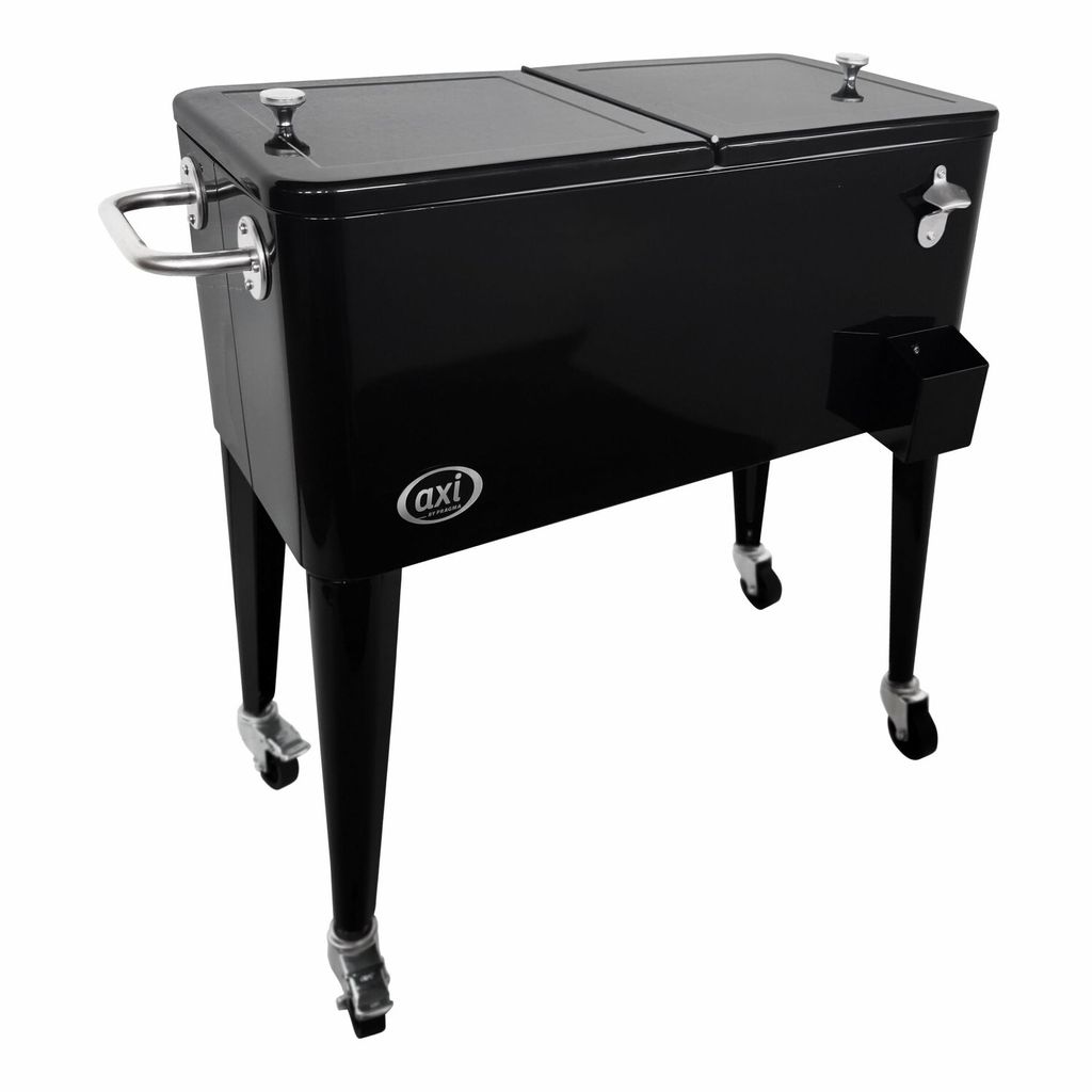 Axi Getränkekühler Getränkewagen Kühlbox Retro Schwarz 86x48x87
