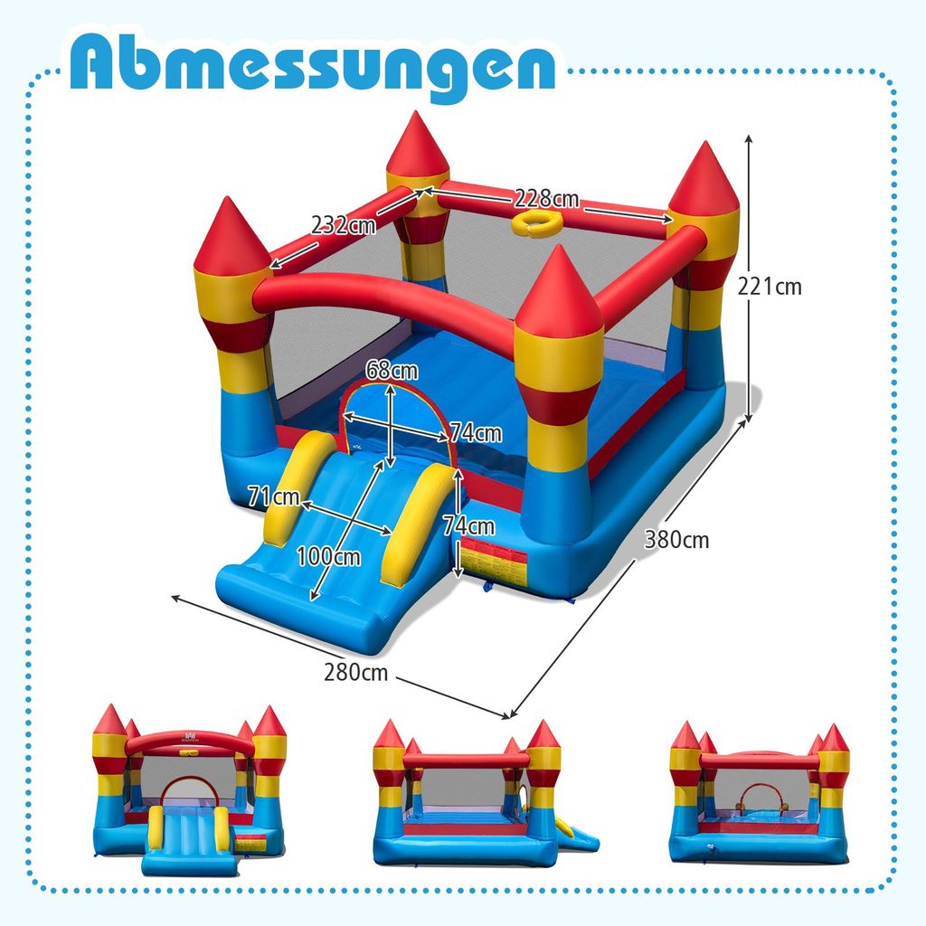 Costway Château Gonflable à Thème Ferme pour Enfants avec Doubles Toboggans et Souffleur 680W Costway Château Gonflable à Thème Ferme pour Enfants avec Doubles Toboggans et Souffleur 680W