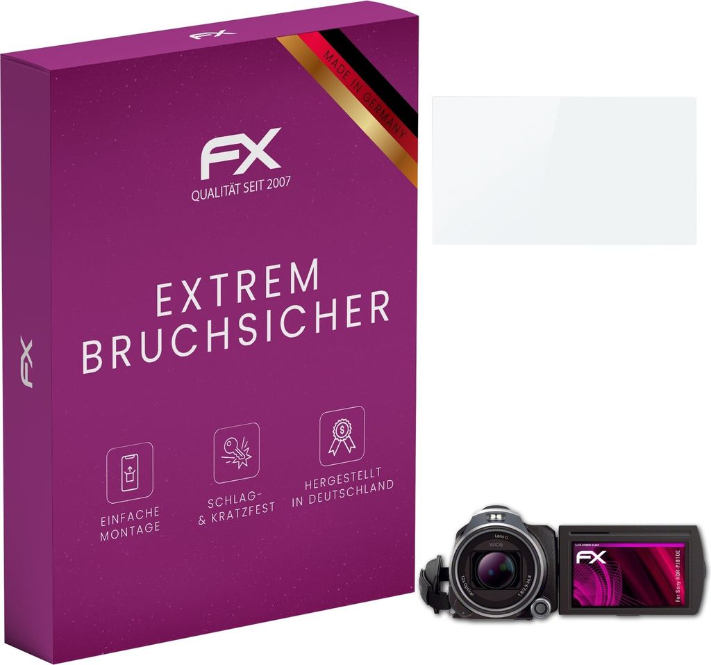 atFoliX FX-Hybrid-Glass Displayfolie kompatibel mit Sony HDR-PJ810E Glasfolie