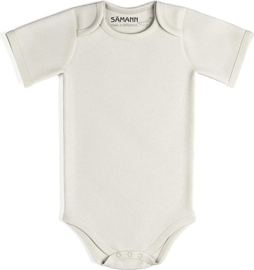 Baby Body aus 100% Baumwolle mit Schlupf-Ausschnitt kurzarm nicht gerippt 0-3 M Coconut Milk