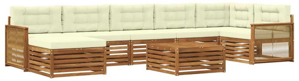 vidaXL Outdoor-Sofagarnitur mit Kissen 8 pcs Natur und Creme