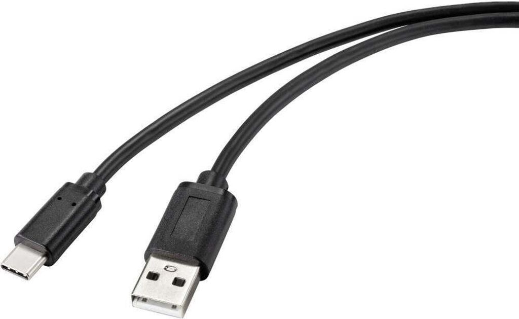 Renkforce USB-Kabel USB 2.0 USB-C Stecker, USB-A Stecker 2.00 m Schwarz mit antimikrobieller Oberfläche RF-4695144