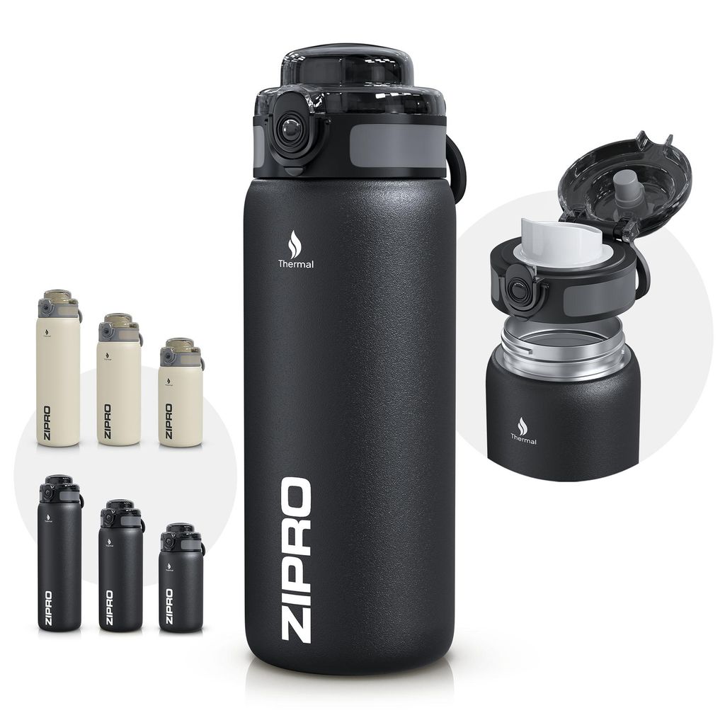 Elegante Edelstahl-Trinkflasche 700 ml | Isolierflasche doppelwandig & auslaufsicher | Thermosflasche BPA-frei mit Sicherungsverschluss | für Sport