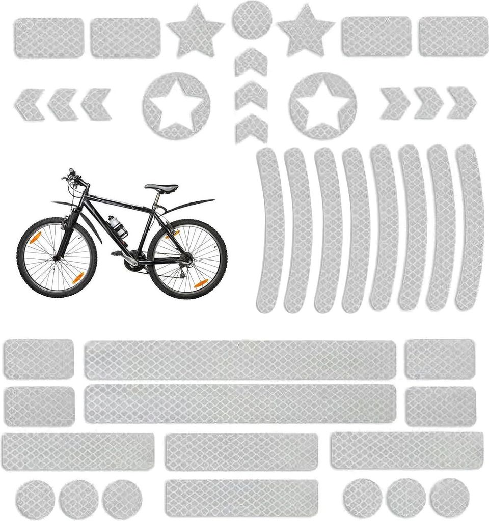 42 Stück Fahrrad Reflektoren Aufkleber Set, Fahrrad Felgen Aufkleber, Reflektoren Fahrrad Sticker mit Verschiedenen Formen, High-Visibility Safety...