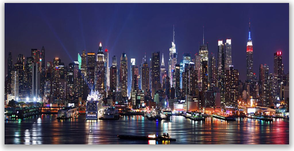 Küchenrückwand aus Glas 140x70cm Spritzschutz Wolkenkratzer Skyline Gebäude