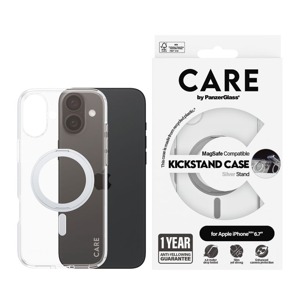 Etui Care von Panzerglass Funktion Kickstand Fall Z Magsafe Na Iphone 16 Plus - Srebrne