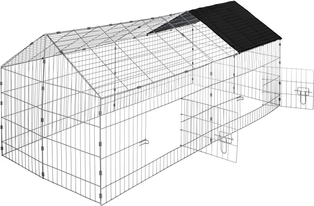 Grand enclos métal noir 180 cm pour rongeurs, pliable et robuste