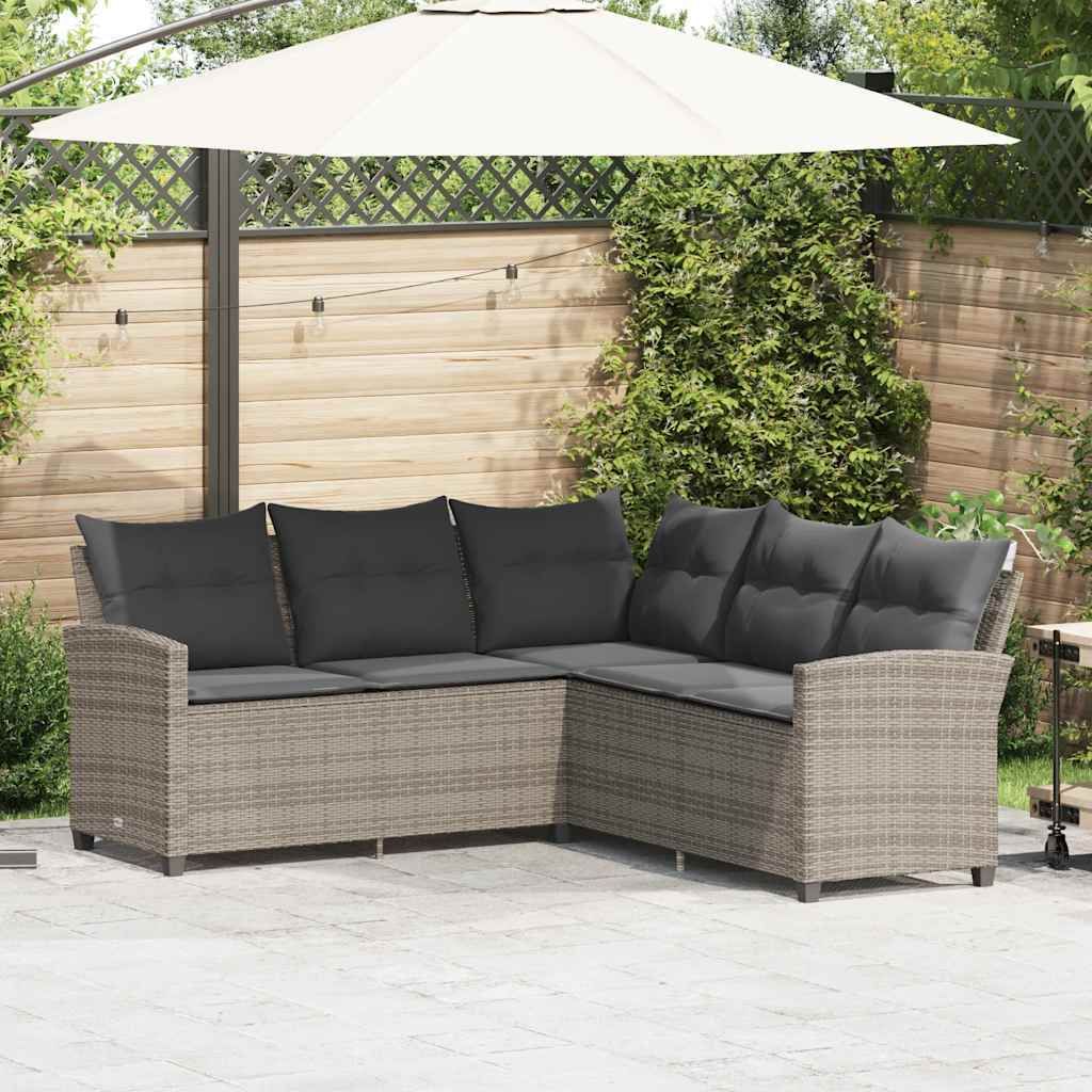 Maison Exclusive - L-förmiges Couchsofa mit Kissen Graues Polyrattan