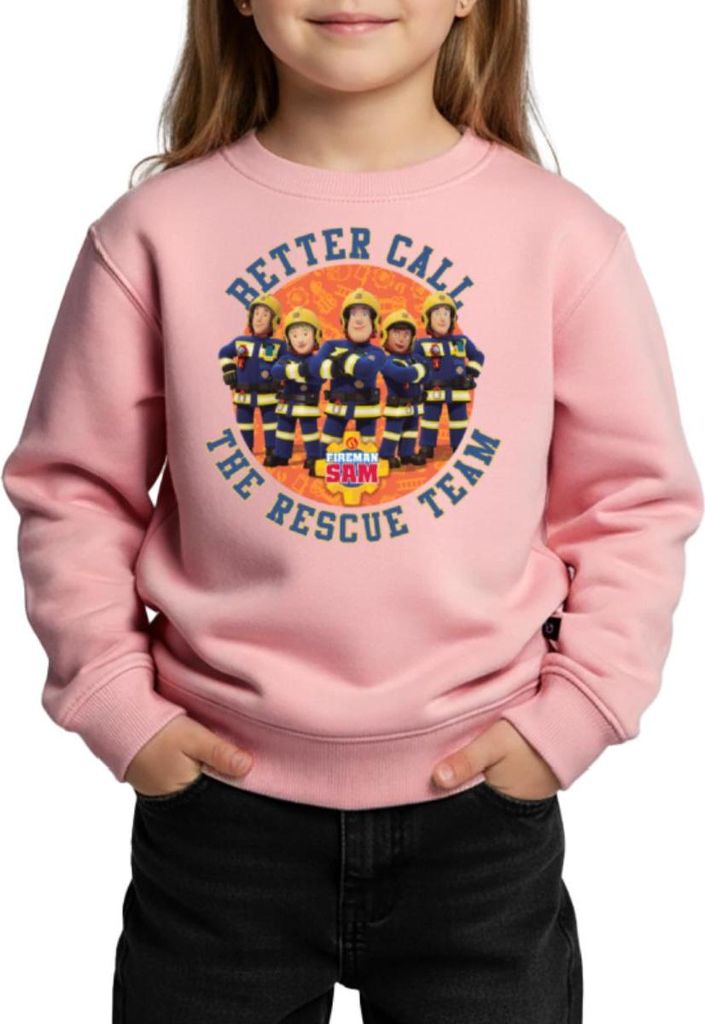 Spreadshirt Feuerwehrmann Sam Better Call The Rescue Team Kinder/Teenager Premium Pullover, 98/104 (2 Jahre), Rosa