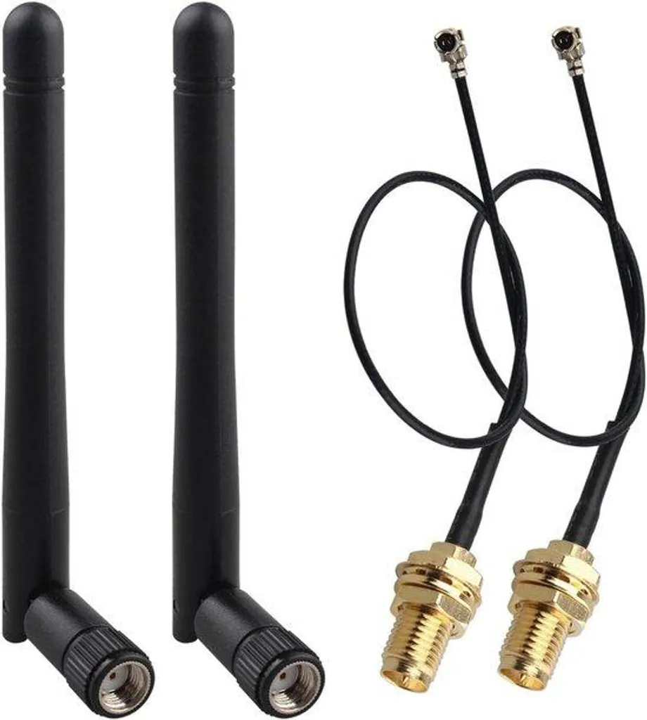 2 Antennes WiFi Double Bande RP-SMA et Câbles U.FL IPEX MHF1 pour Carte M.2