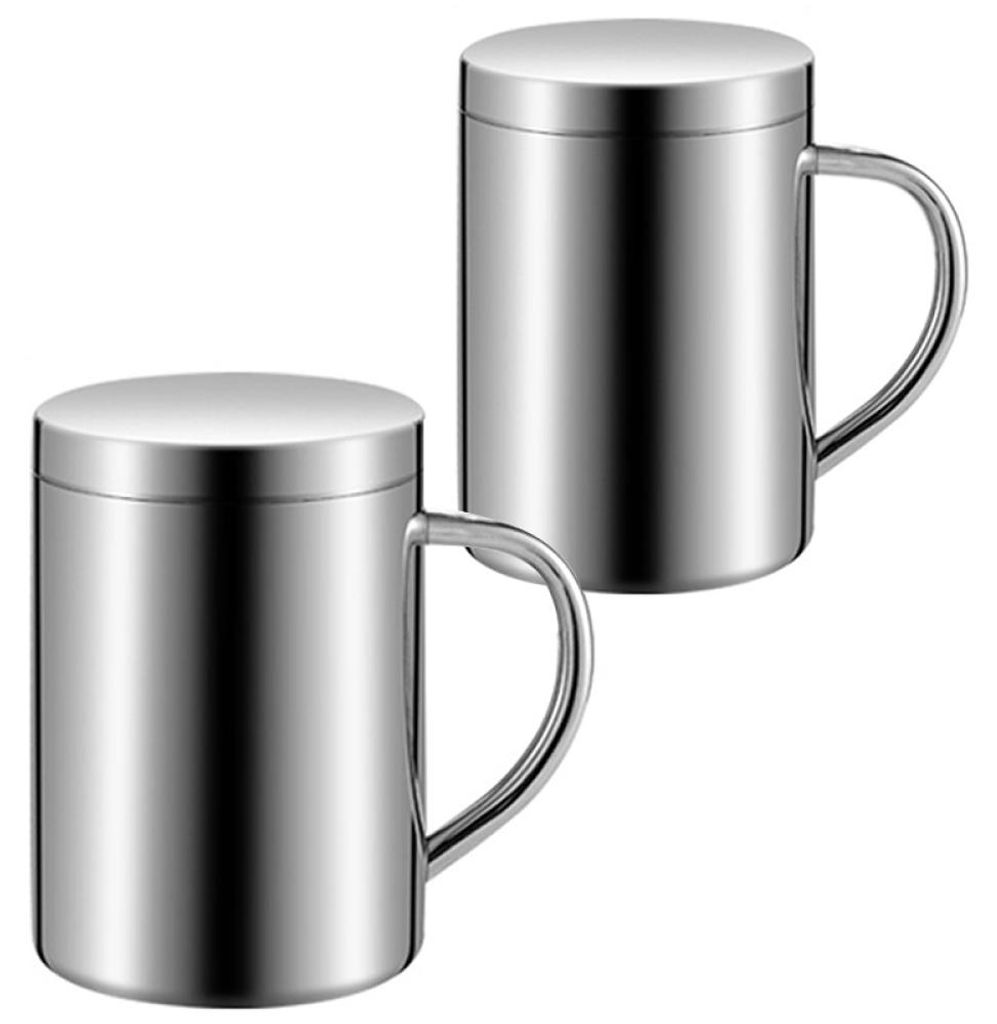 Edelstahl-Kaffeebecher mit Deckel und Griff, 414 ml, 100 % BPA-frei, doppelwandiger Campingbecher – robust und bruchsicher, hält Kaffee/Tee hei...