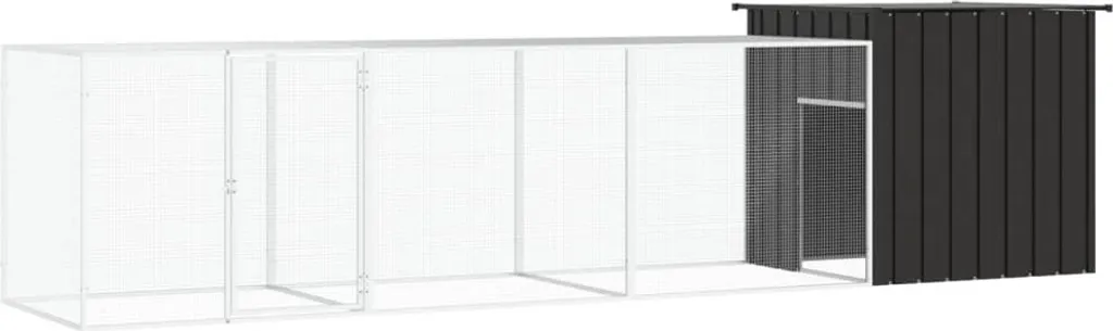 Cage à poules 400x91x100 cm avec structure acier anticorrosion gris