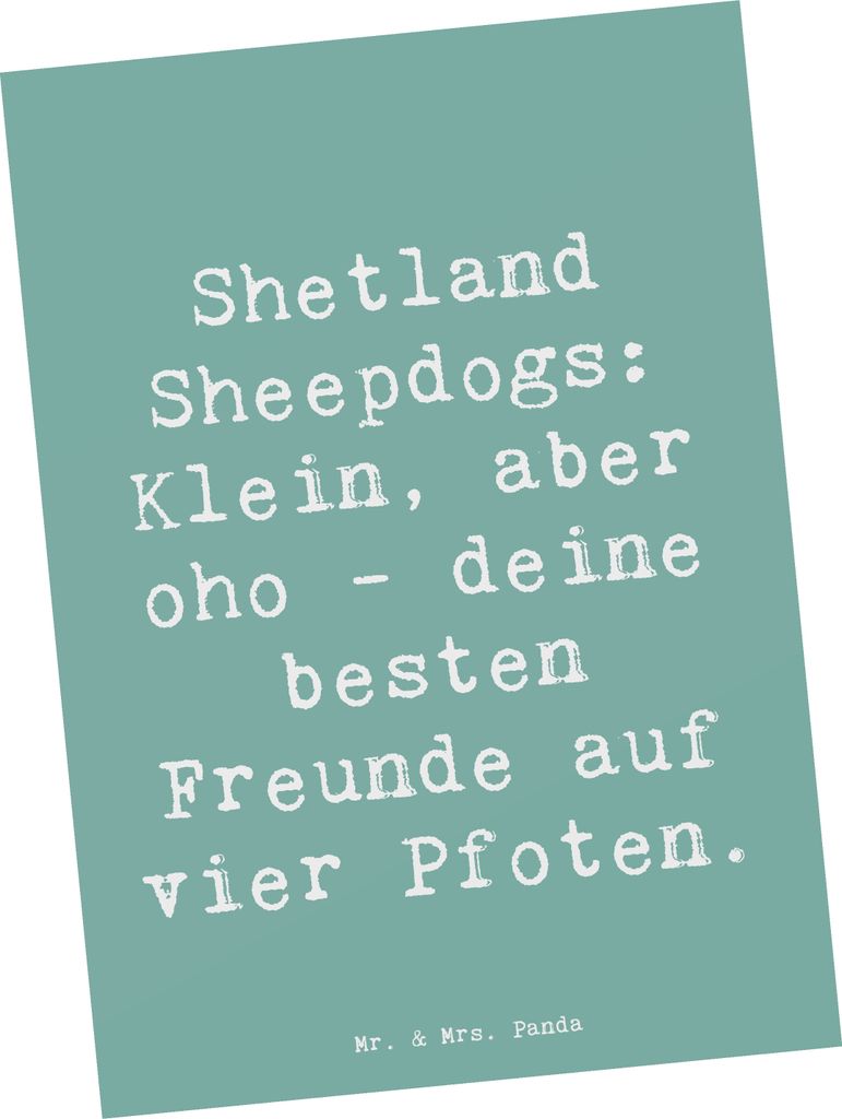 Mr. & Mrs. Panda Postkarte Spruch Shetland Sheepdog Freunde - Meeresbrise - Geschenk, Treue, Hunderassen Beschreibung, Grußkarte, Hunde, Ansichtsk...