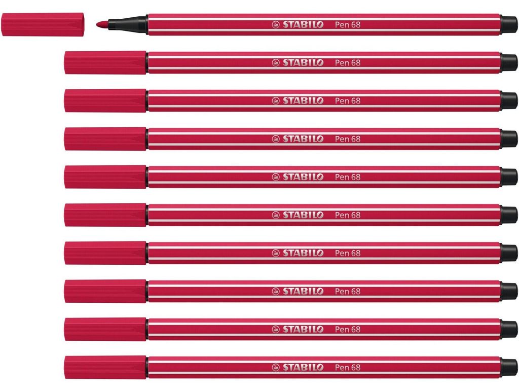 STABILO Premium-Filzstift -  Pen 68 - 10er Pack - dunkelrot Produktbild 