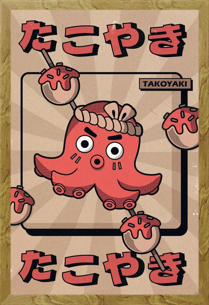 Kit Poster Takoyaki 61x91,5 + Cornice Shinsuke Maxi MDF Oak