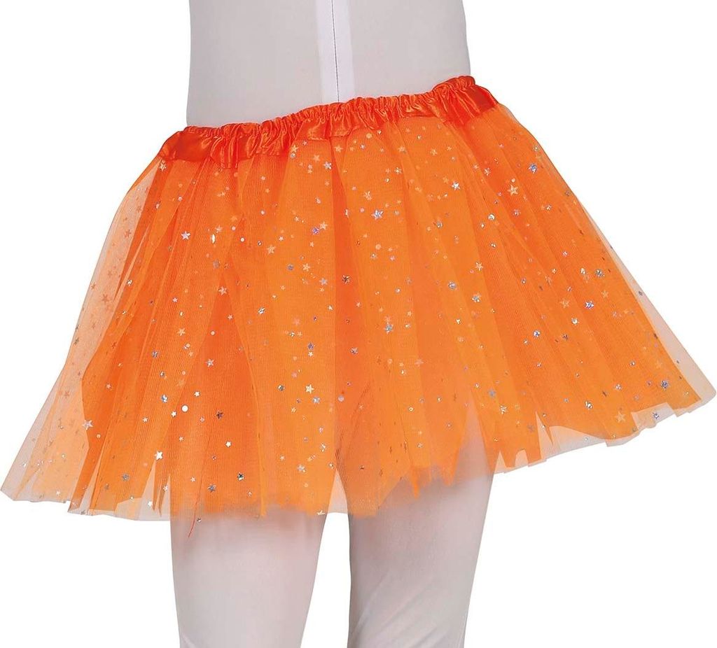 Orangefarbenes Tutu-Rock-Outfit mit Sternen, 30 cm